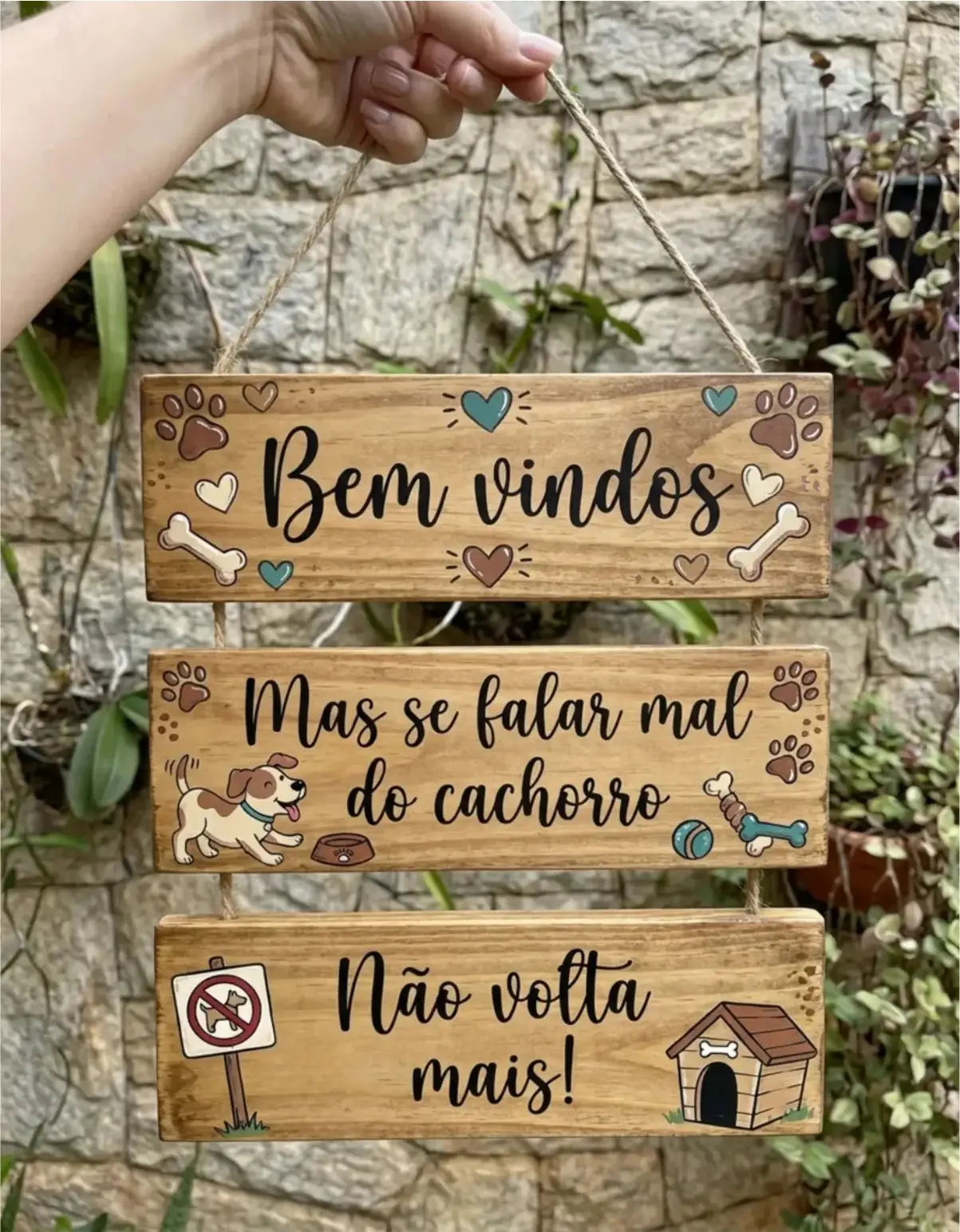 Placa 3 Partes - Se falar mal do cachorro não volta - Imagem 1