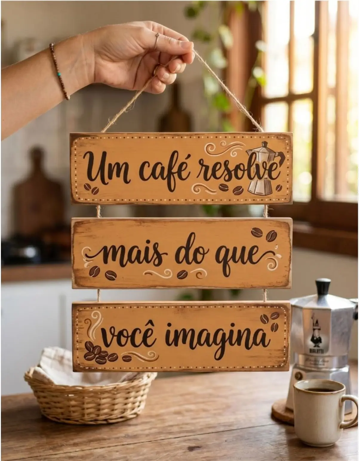 Placa 3 Partes - Um café resolve - Imagem 1