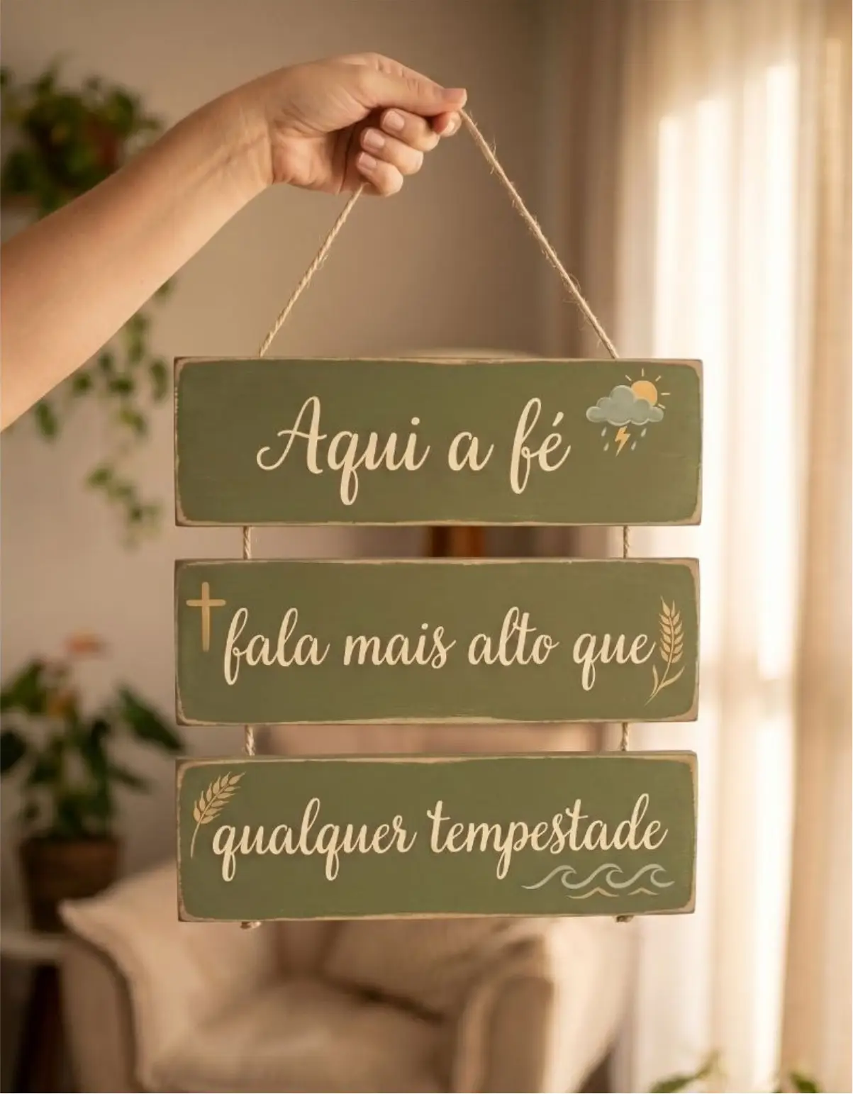 Placa 3 Partes - Aqui a fé fala mais alto - Imagem 1