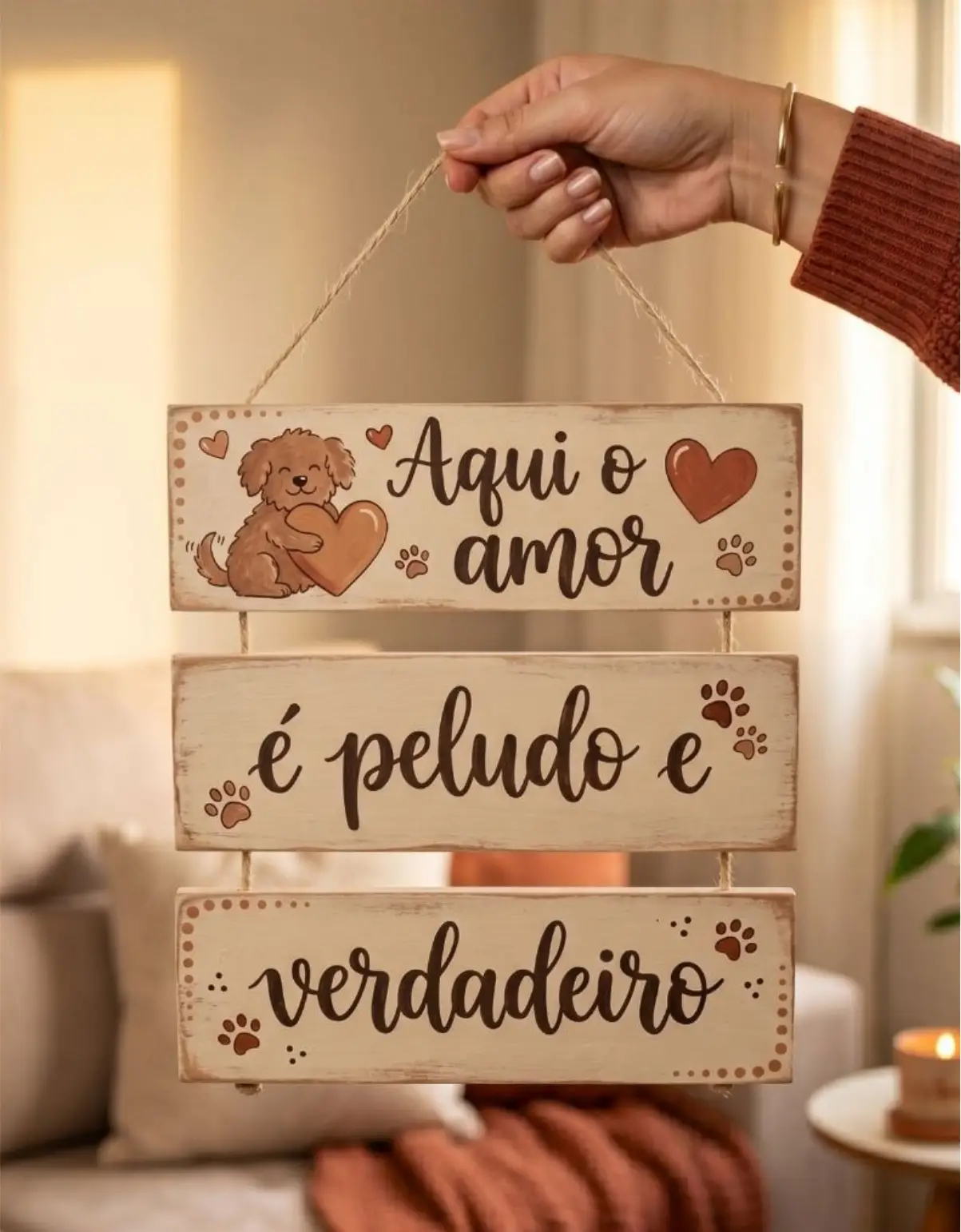 Placa 3 Partes - Aqui o amor é peludo - Imagem 1