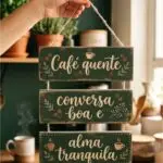Placa 3 Partes - Café quente Conversa Boa