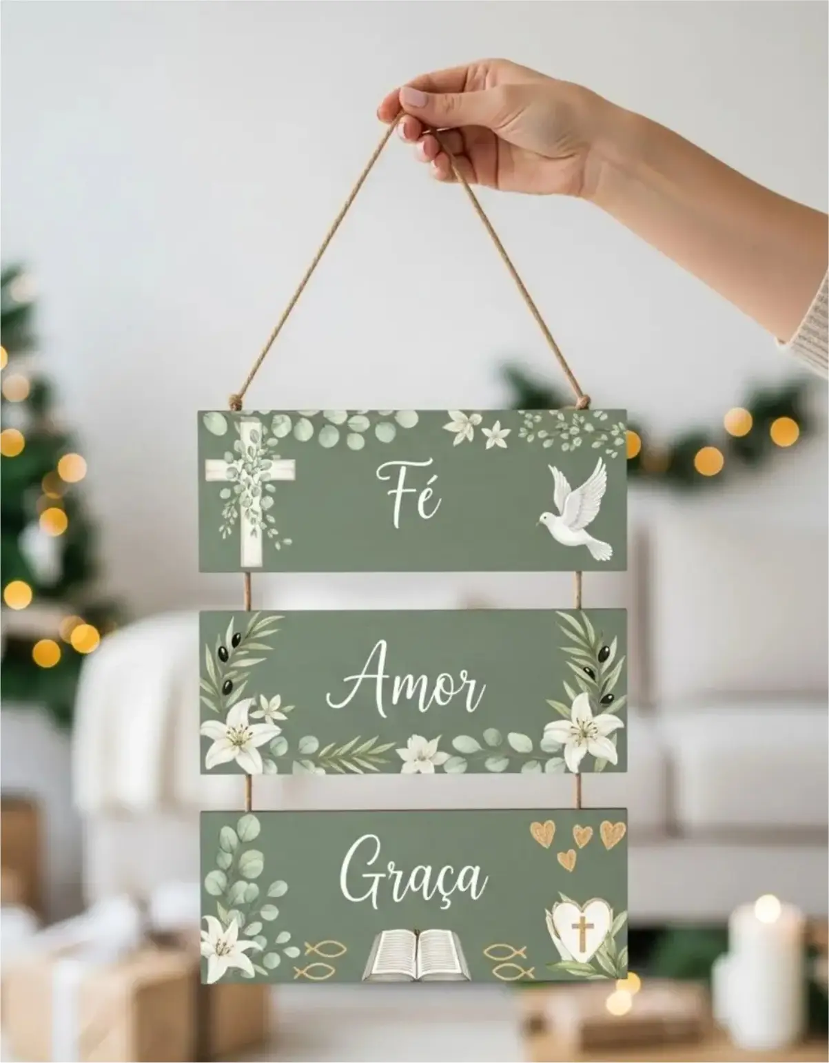 Placa 3 Partes - Fé Amor Graça - Imagem 1