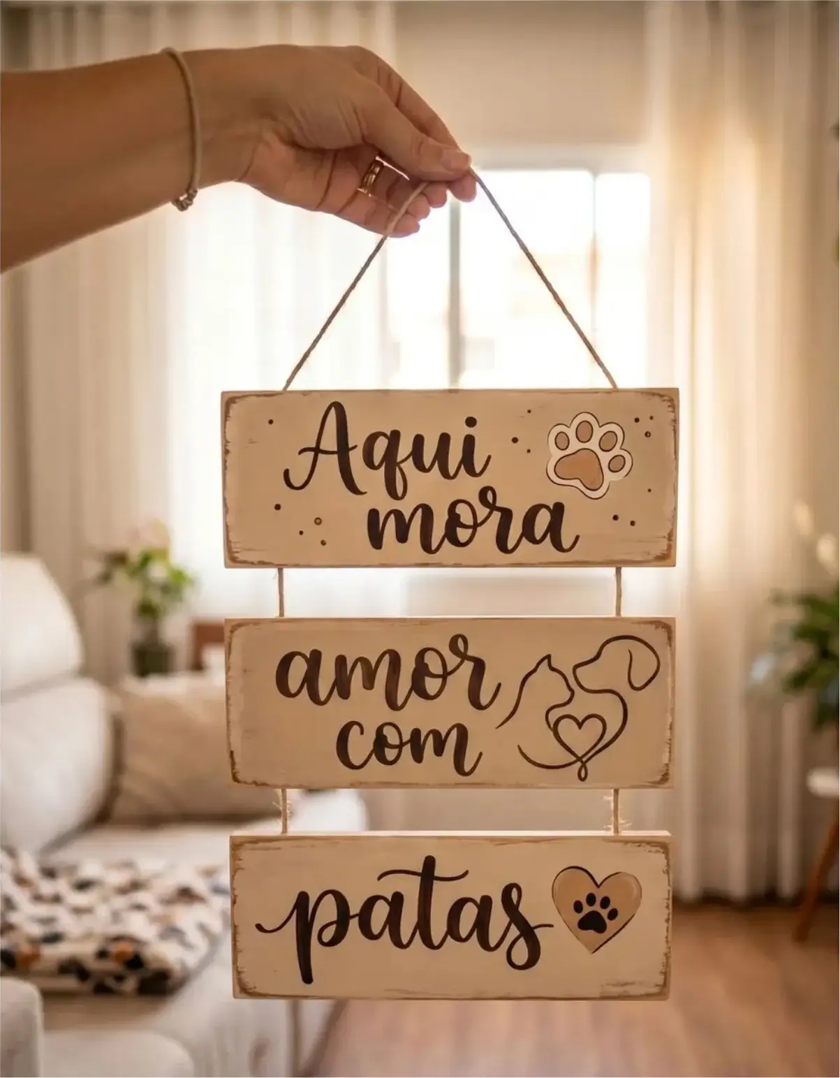 pq-new144 Placa 3 Partes - Amor com Patas - Imagem 1