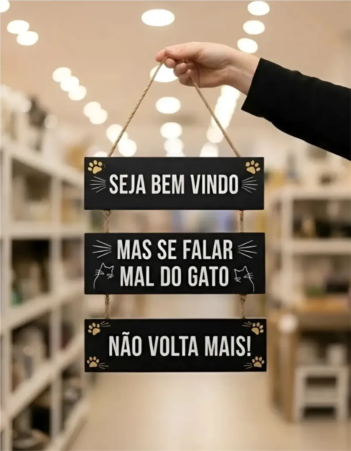 Placa 3 Partes - Seja bem Vindo Mas se falar Mal do Gato - Imagem 1