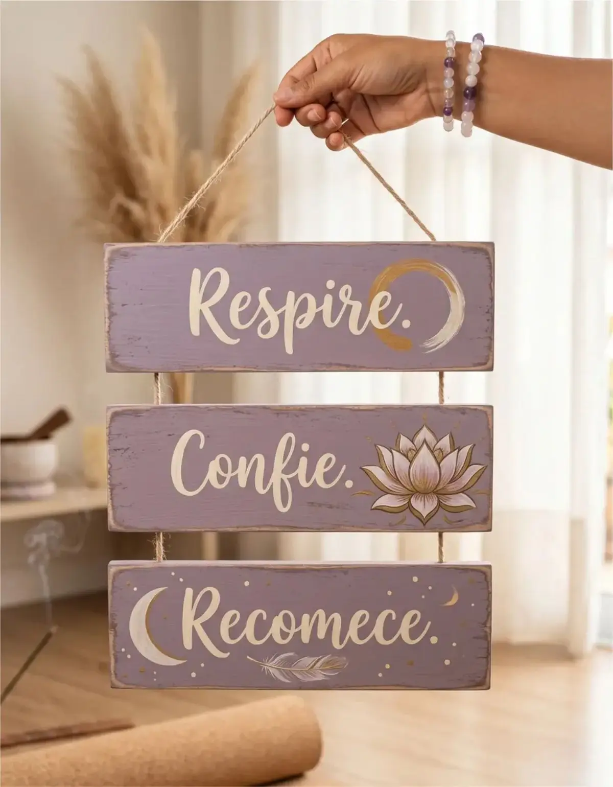 Placa 3 Partes - Respire e Confie - Imagem 1