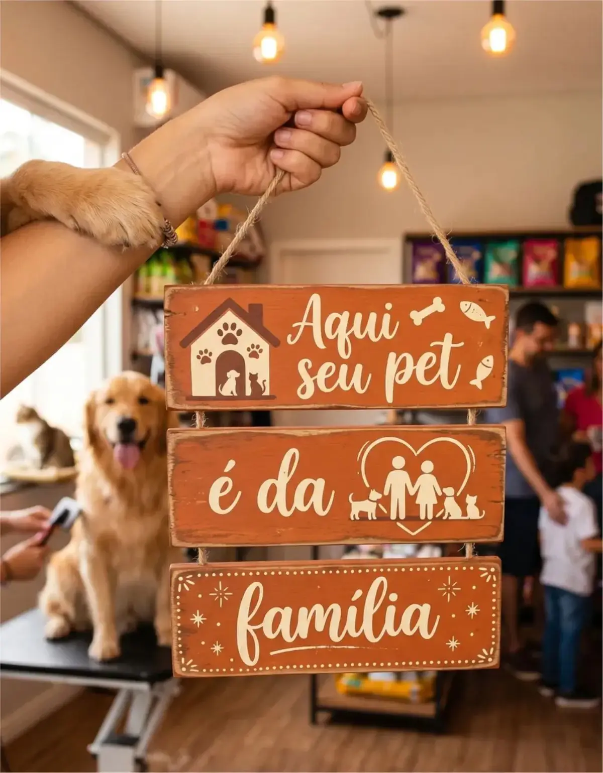 Placa 3 Partes - Aqui seu pet - Imagem 1