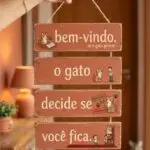 Placa 4 Partes - Bem vindo - o gato decide