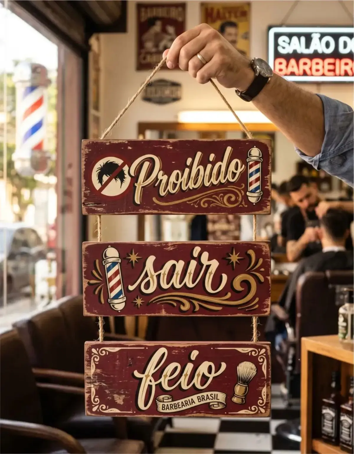 Placa 3 Partes - Proibido sair feio - Imagem 1