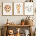 Kit 3 Quadros - Selva fundo Branco