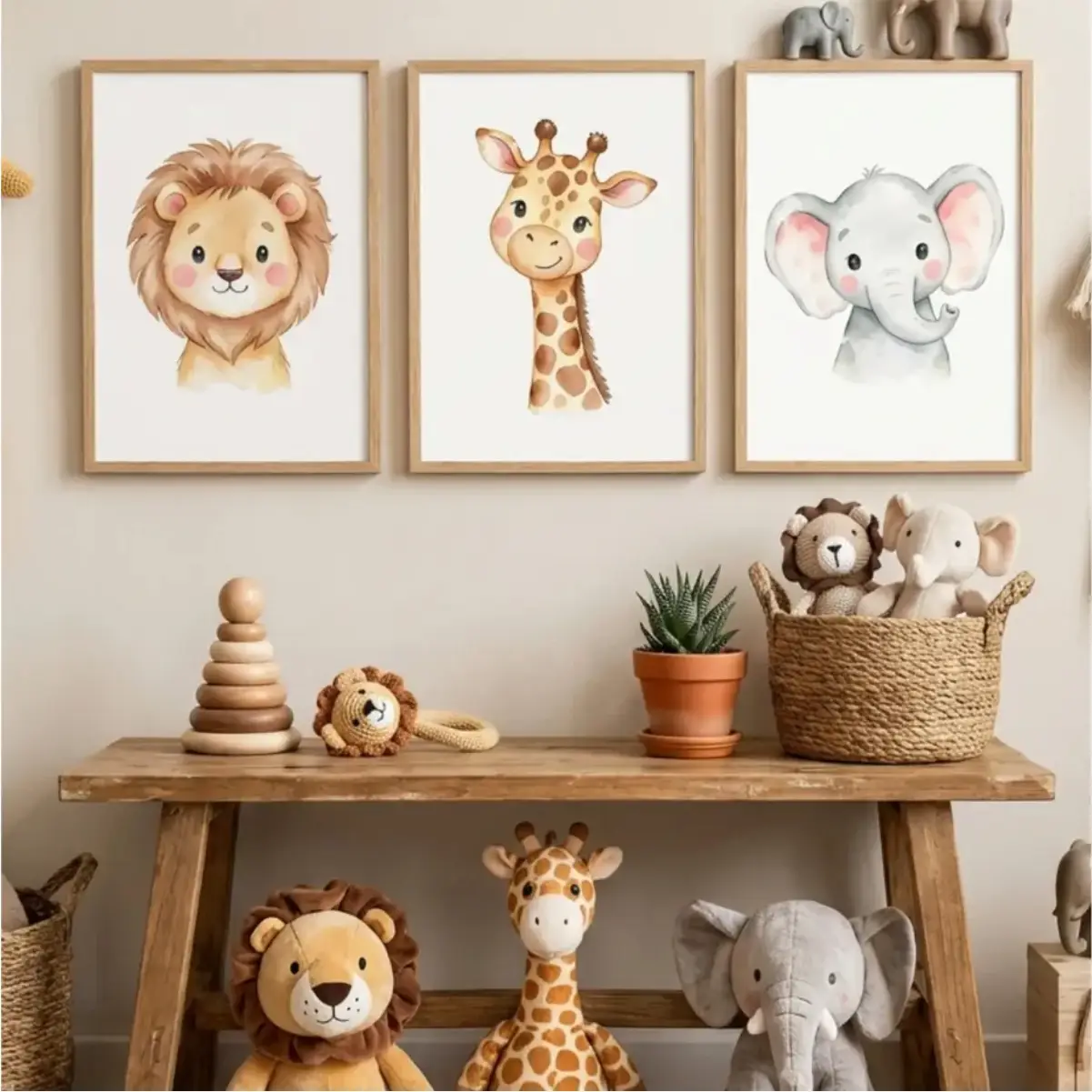 Kit 3 Quadros - Selva fundo Branco - Imagem 1