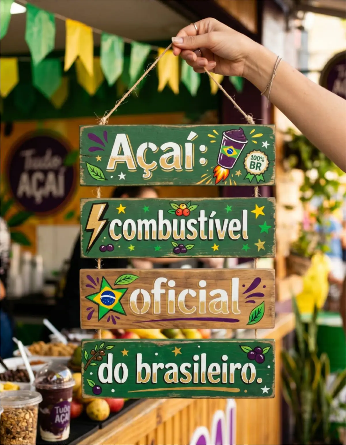 Placa 4 Partes - Açai Combustível do Brasileiro - Imagem 1