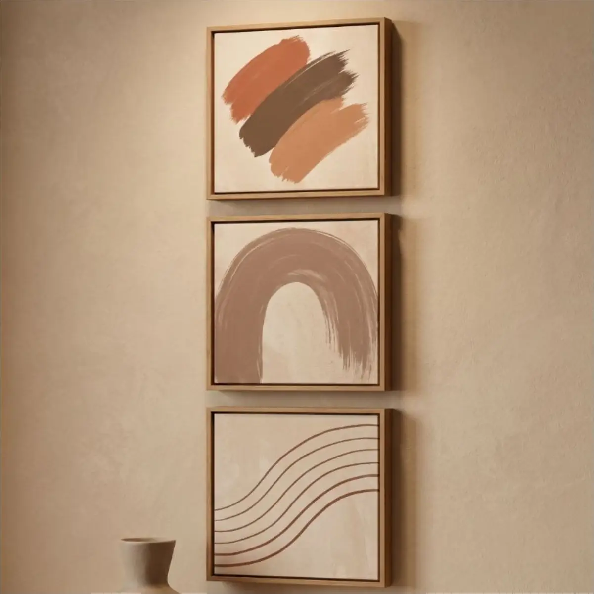 Kit 3 Quadro 20x20 - Boho chic pincelado - Imagem 1