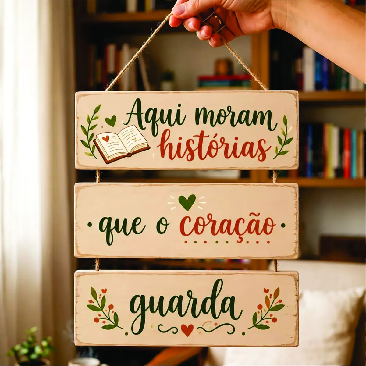 Placa 3 Partes - Aqui moram histórias - Imagem 1