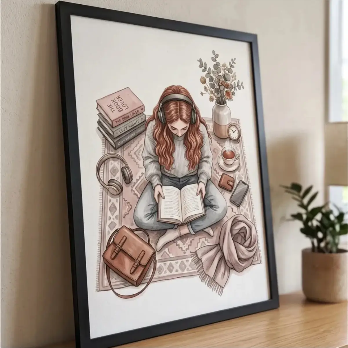 Quadro Decorativo - Garota estudando - Imagem 1