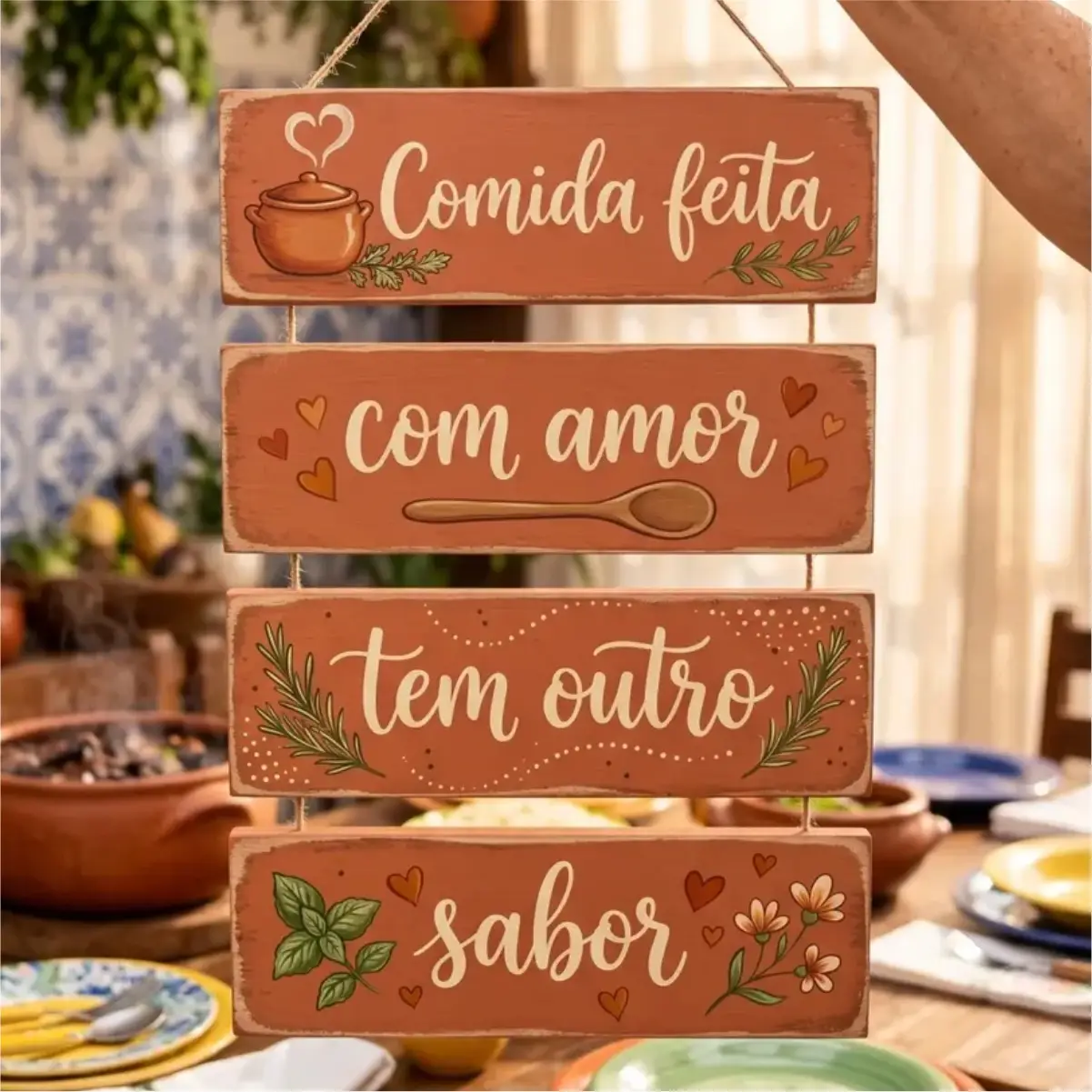 Placa 4 Partes - Comida Feita com Amor - Imagem 1