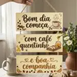 Placa 3 Partes - Bom dia começa com Café