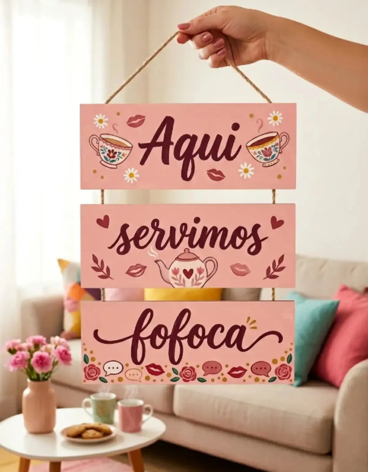 PL09 Placa 3 Partes - Aqui servimos fofoca - Imagem 1
