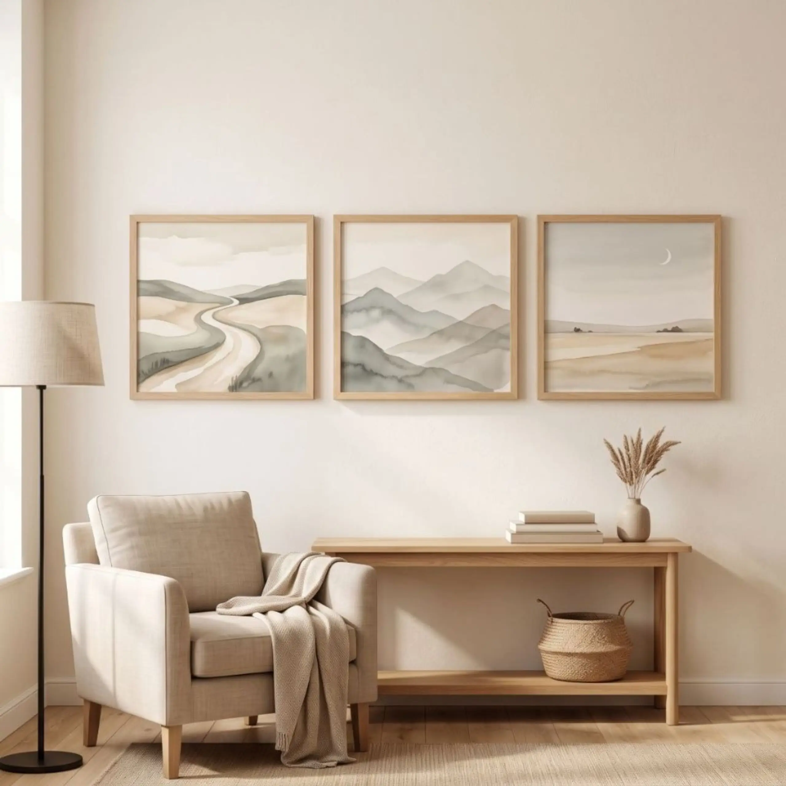 Kit 3 Quadro 20x20 - Paisagem montanhas - Imagem 1