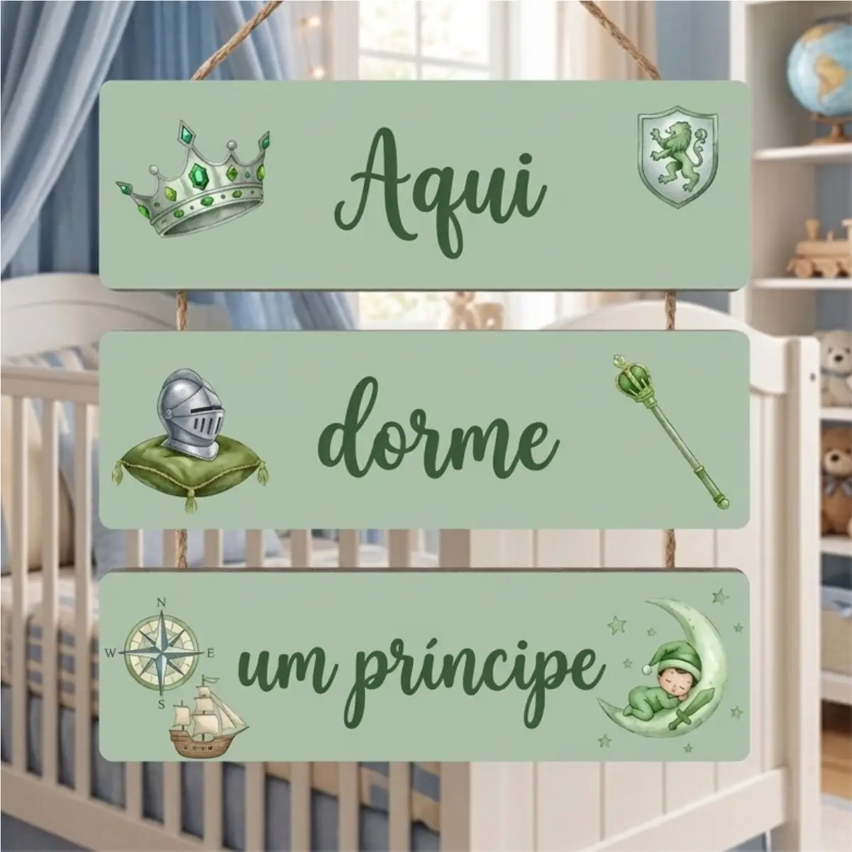 Placa 3 Partes - Aqui dorme um principe - Imagem 1