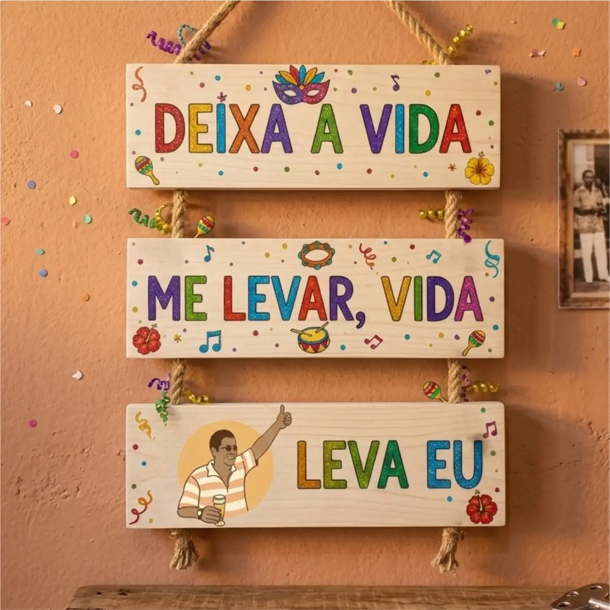 Placa 3 Partes - Deixa a vida me levar - Imagem 1