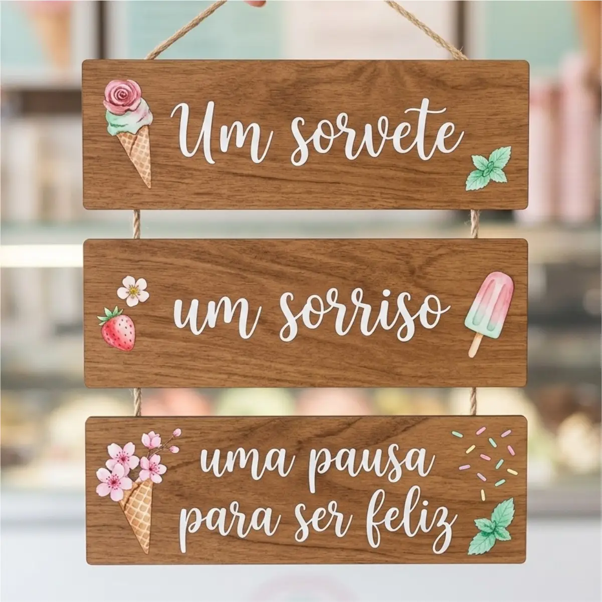 Placa 3 Partes - Um sorvete um Sorriso - Imagem 1