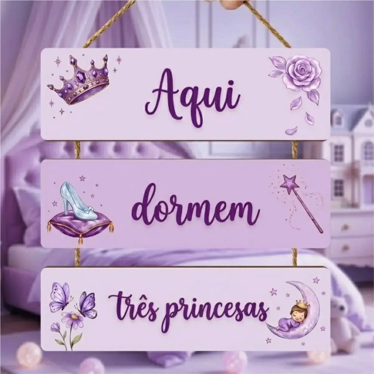Placa 3 Partes - Aqui dormem três princesas - Imagem 1