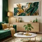 Quadro Decorativo  - Botânico Verde Dourado