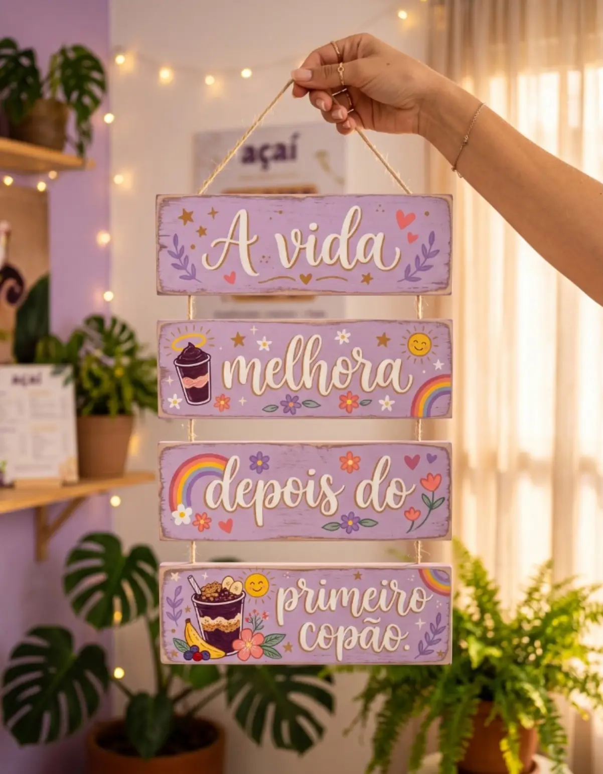 Placa 4 Partes - A vida Melhora - Imagem 1