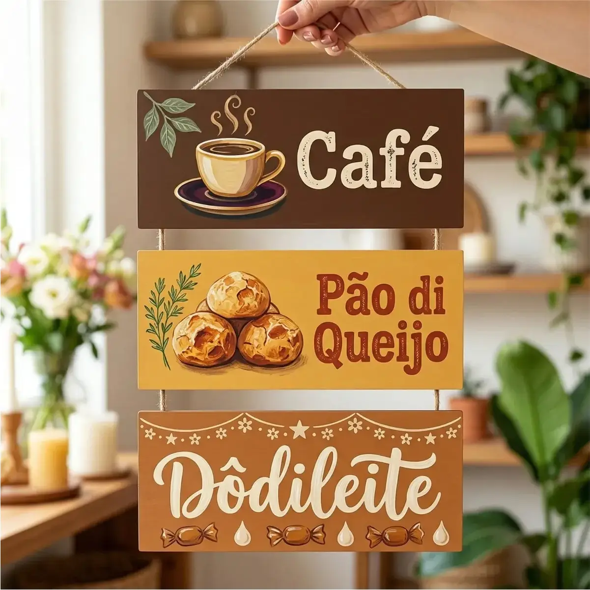 Placa 3 Partes - Pão de Queijo - Imagem 1