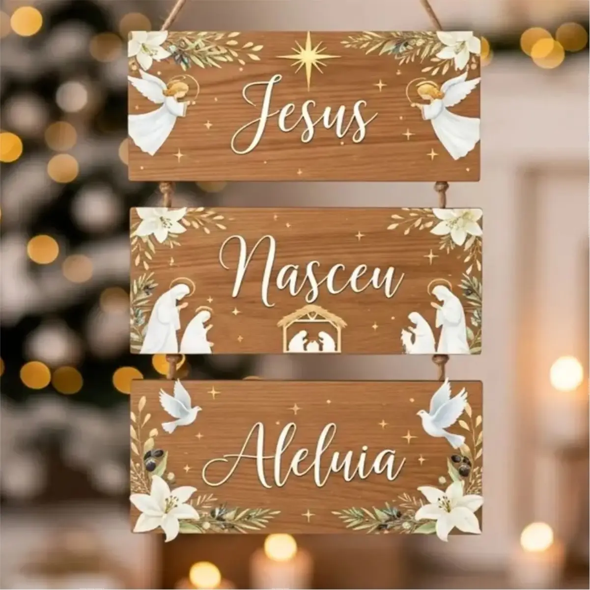 Placa 3 Partes - Jesus nasceu ALELUIA! - Imagem 1