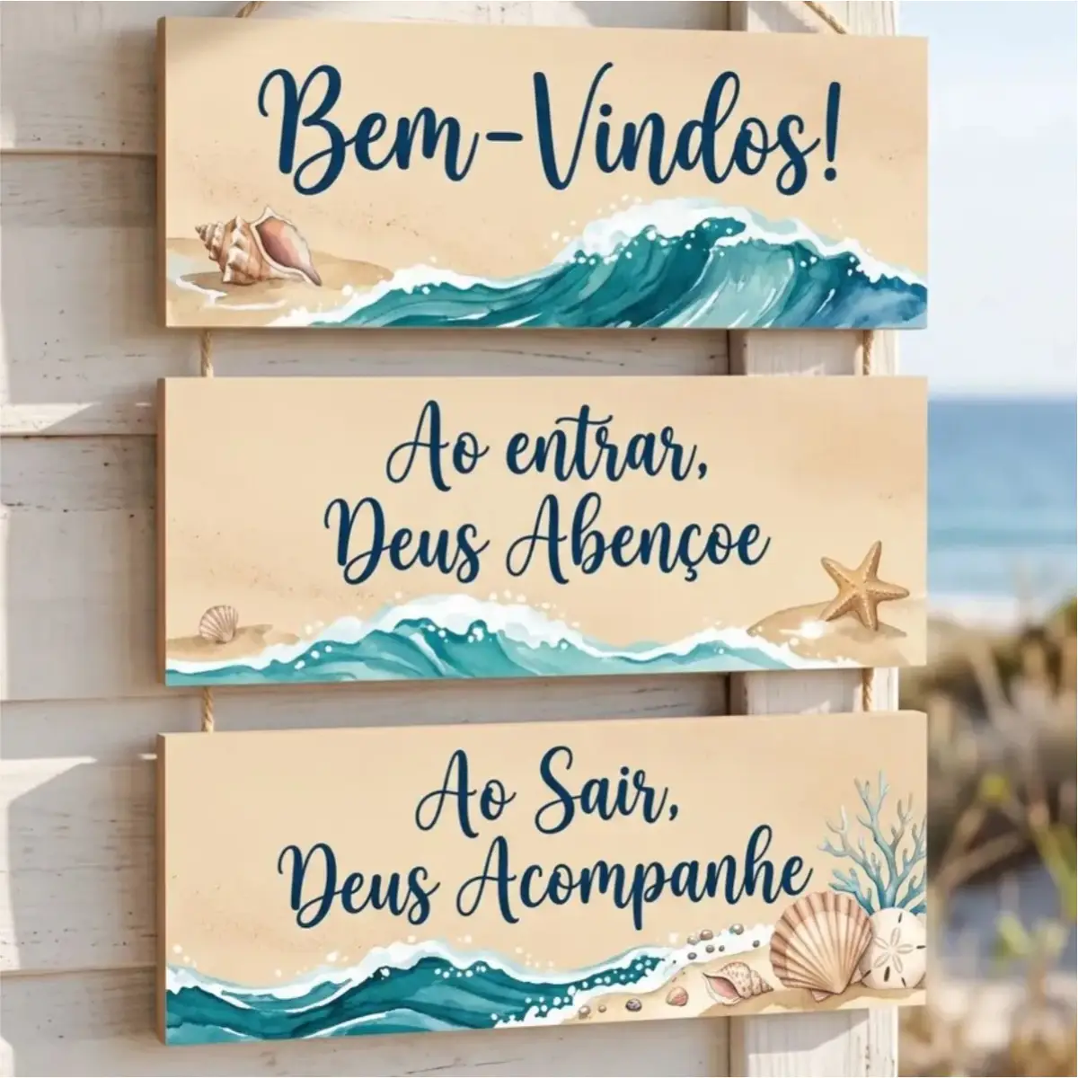 Placa 3 Partes - Bem Vindos - MAR - Imagem 1