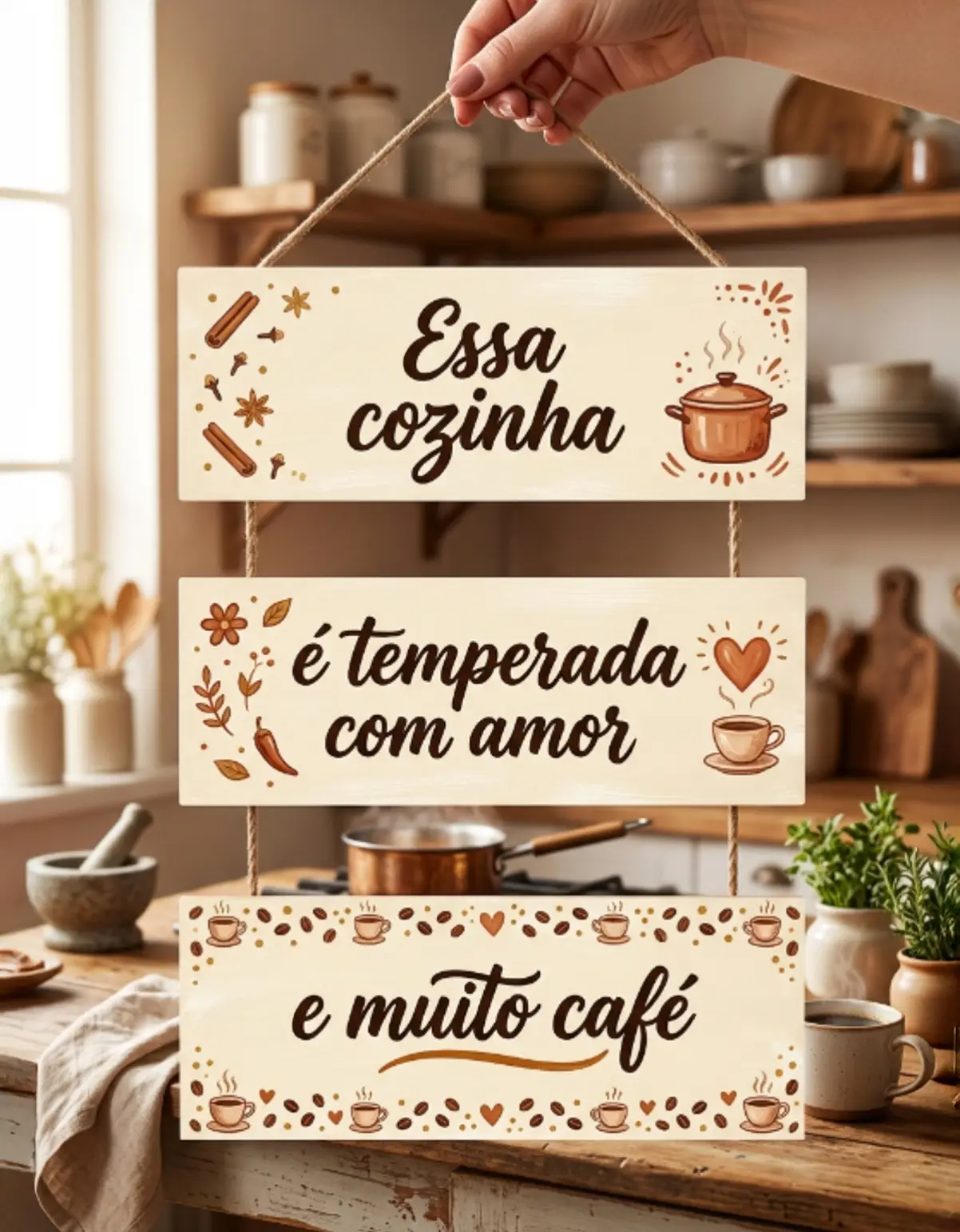 Placa 3 Partes - Essa cozinha é temperada com amor - Imagem 1