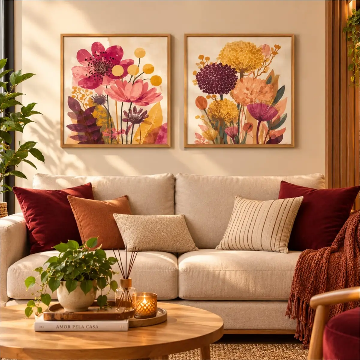 Kit 2 Quadros 20×20 - Dupla de Flores - Imagem 1