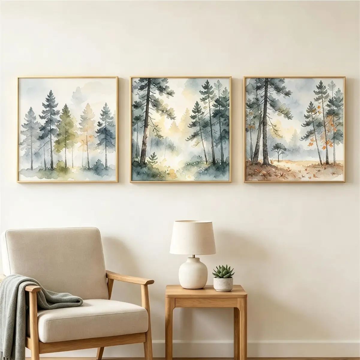 TN10 Kit 3 Quadro 20x20 - Trio floresta - Imagem 1