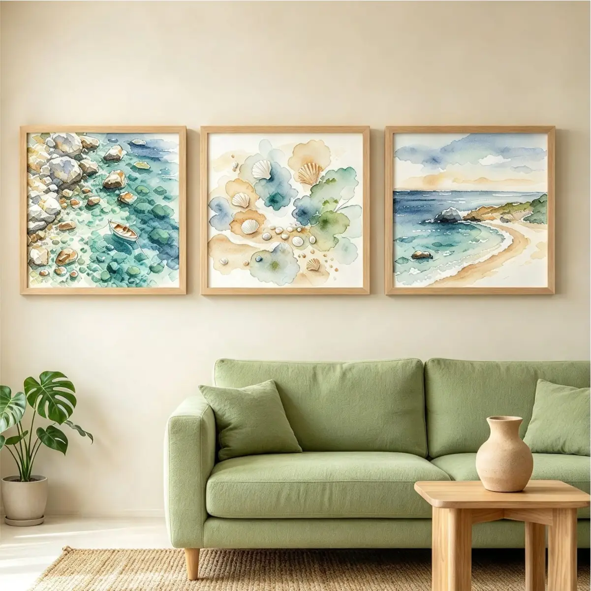 TN11 Kit 3 Quadros 20x20 - Vista a Praia - Imagem 1