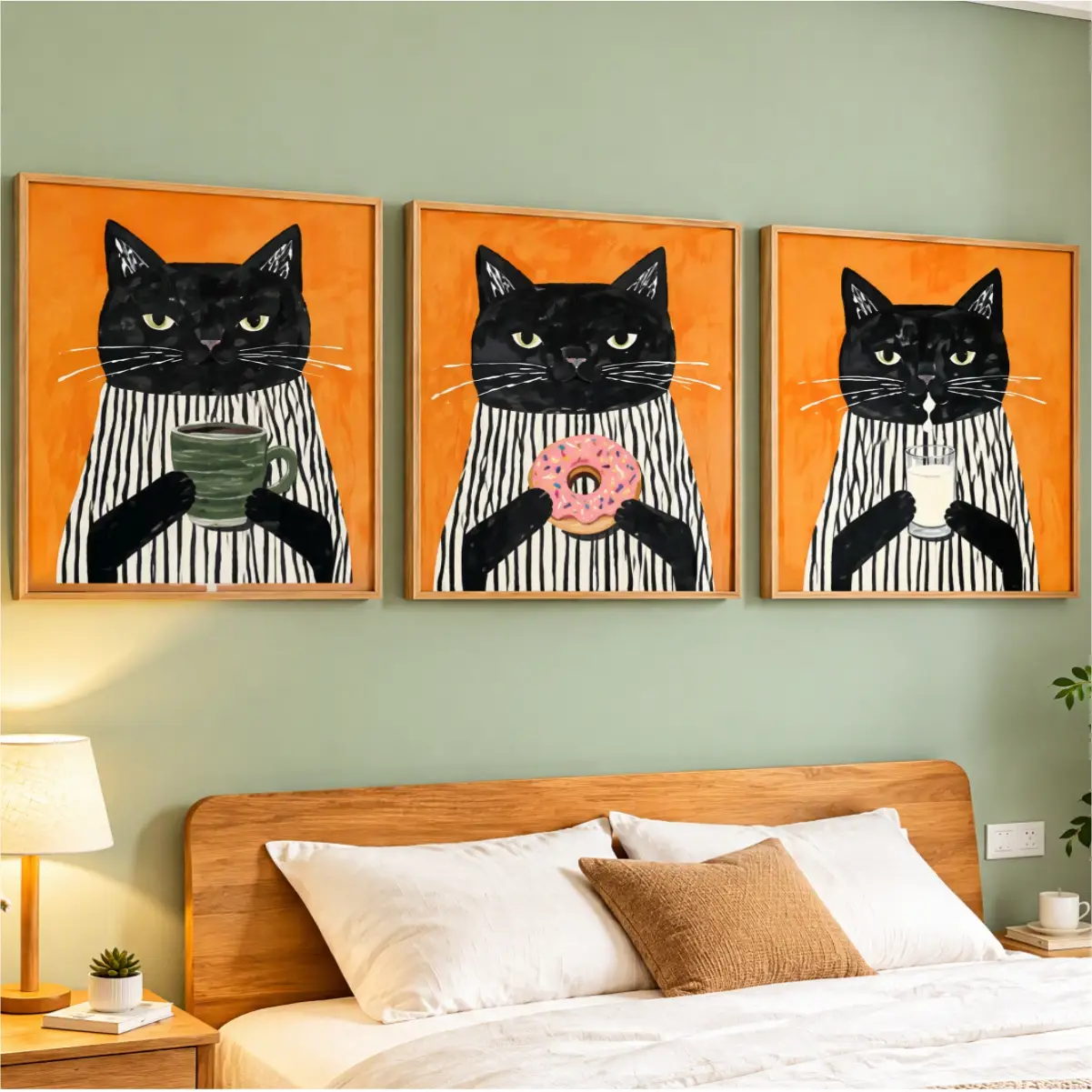 Kit 3 Quadro 20x20 - Trio Gatinhos - Imagem 1