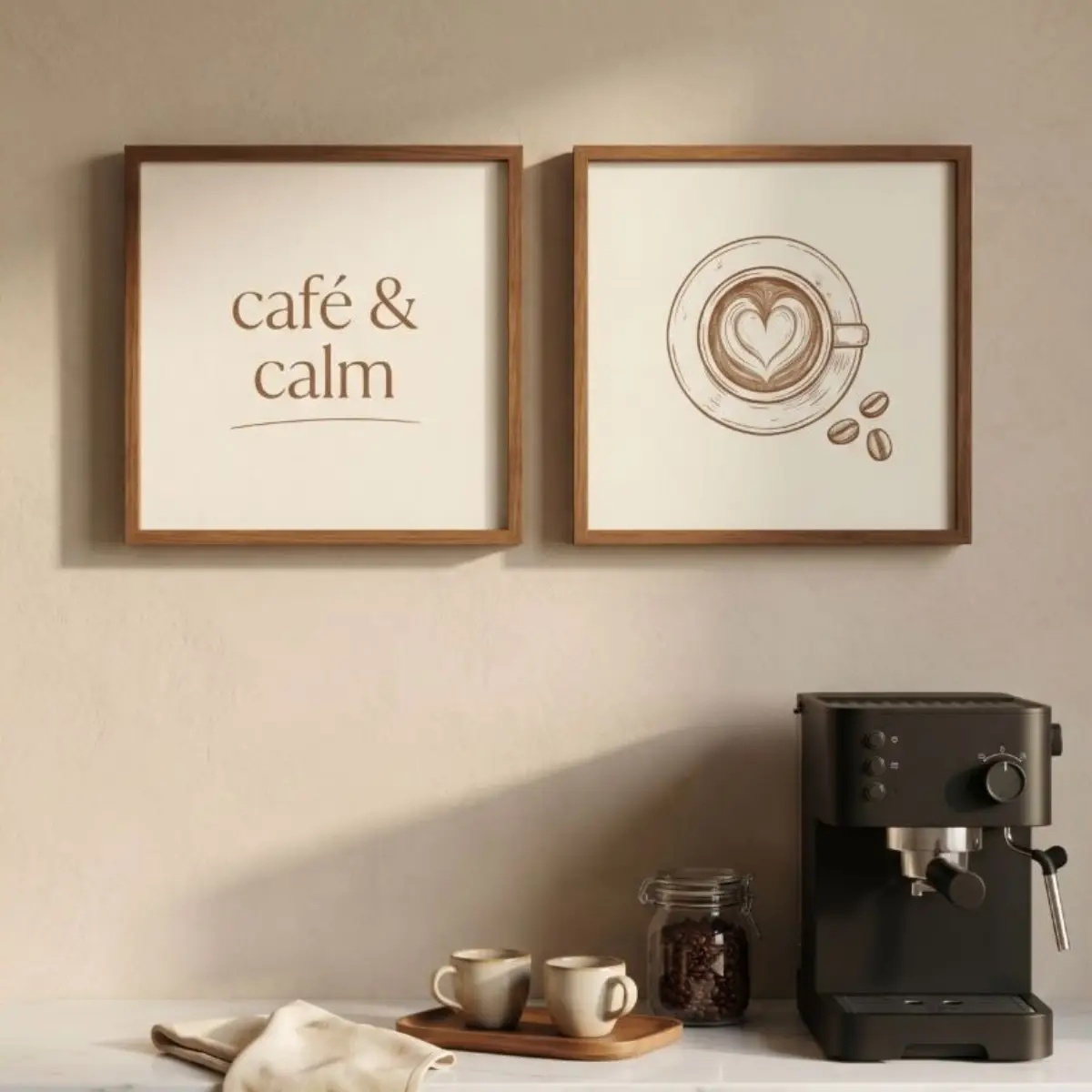 Kit 2 Quadro 20×20 - Café & Calm - Imagem 1